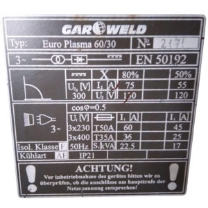Máquina de plasma GarWeld Euro Plasma 6030 - Suministros ATI